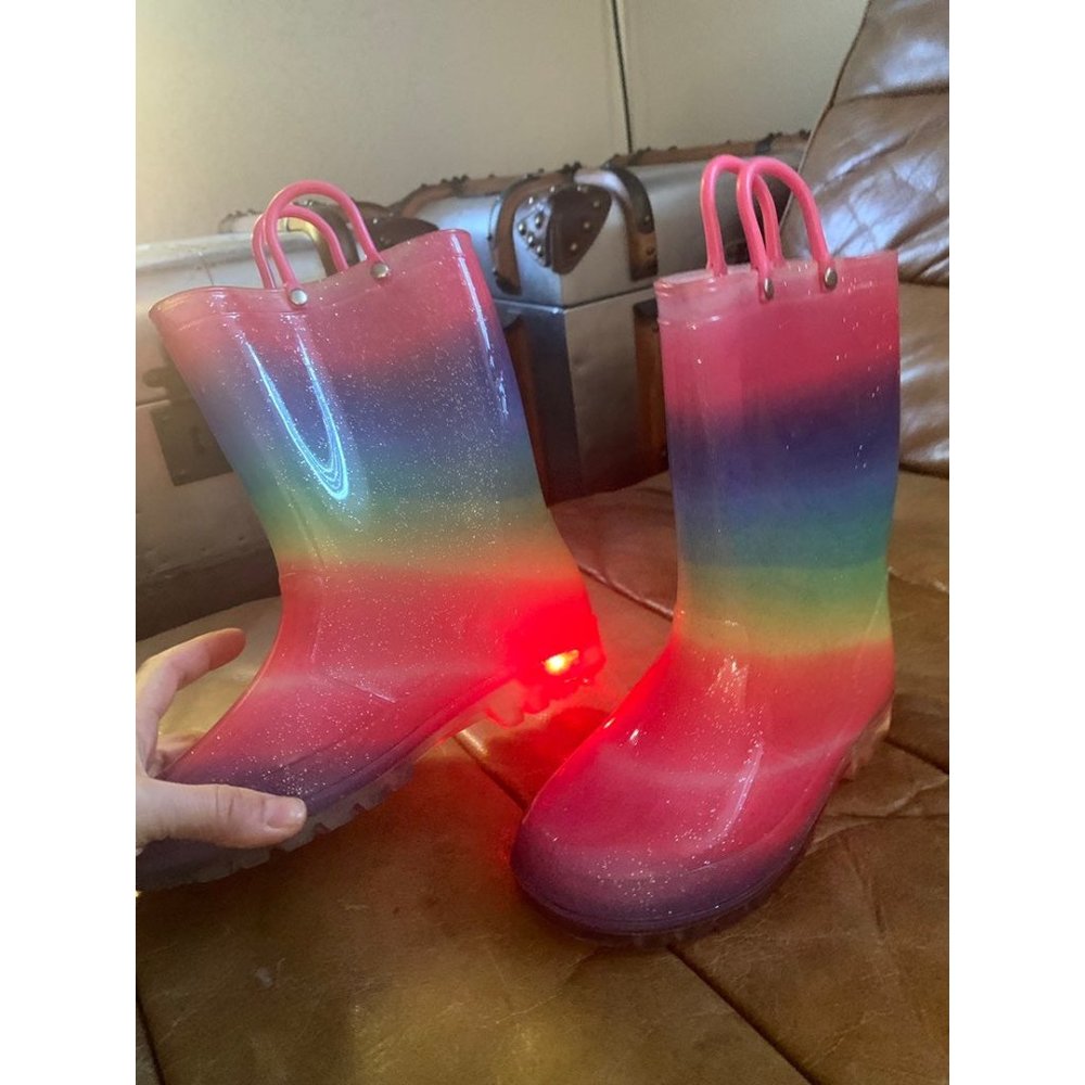 Rain Boots rainbow light up rainboots kids child size 2 - Picture 1 of 10